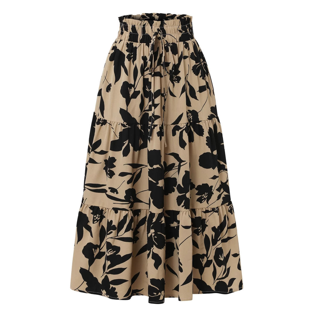 Maxi skirt women with fluid cut and floral design Lune London
