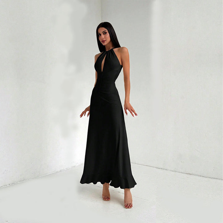 Robe maxi pour femmes avec un élégant décolleté en trou de serrure et un ourlet fluide Chic & Stil