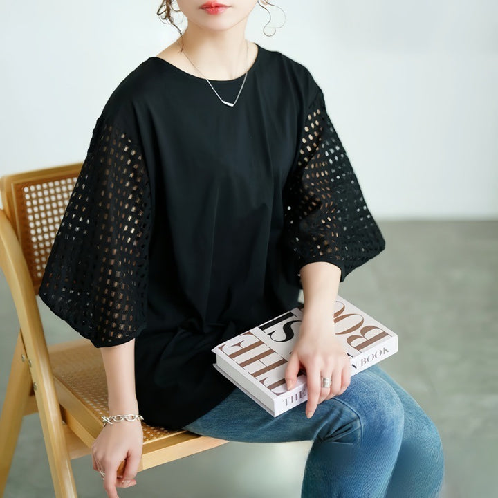 Ladies elegant top with structured sleeves Lune London