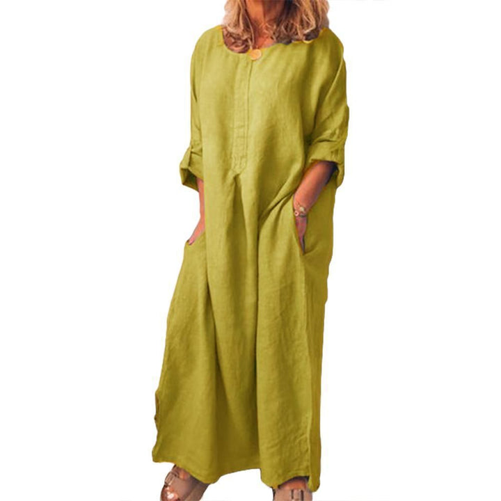 Casual linen dress for women with practical pockets and elegant button details Lune London