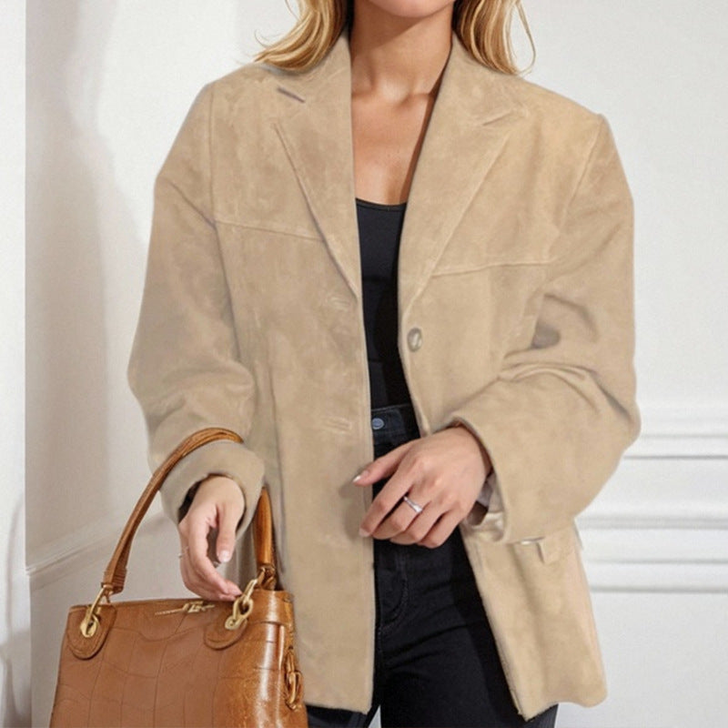 Veste en Suède Élégante pour Femmes avec Coupe Classique et Deux Poches Chic & Stil