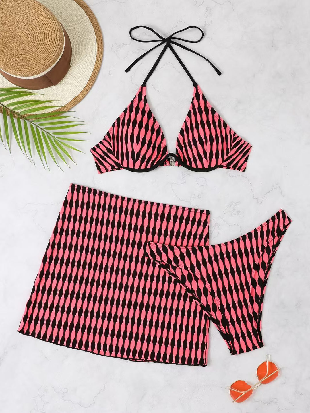 Triangle bikini for women with a trendy skirt and an eye-catching pattern Chic and Style