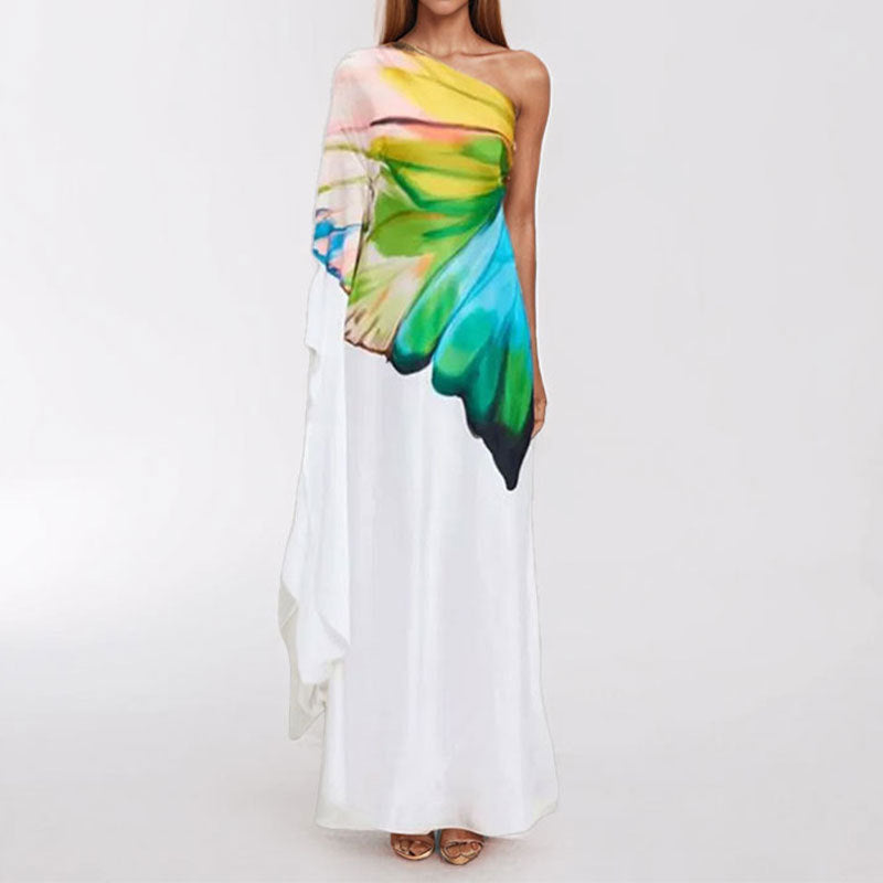 Robe maxi pour femme avec design asymétrique et dégradé de couleurs artistique Chic & Stil