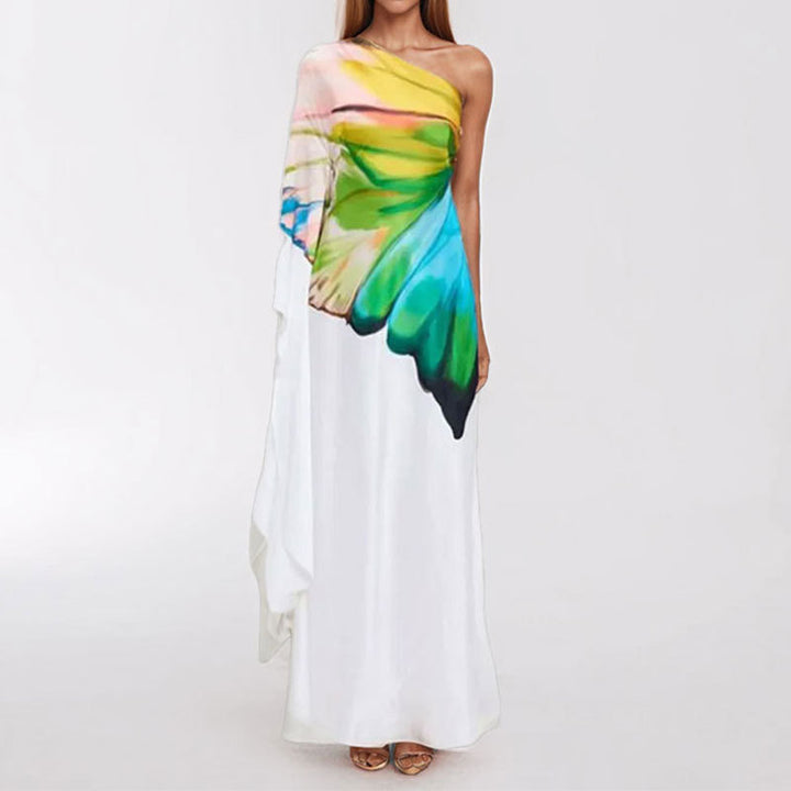 Robe maxi pour femme avec design asymétrique et dégradé de couleurs artistique Chic & Stil