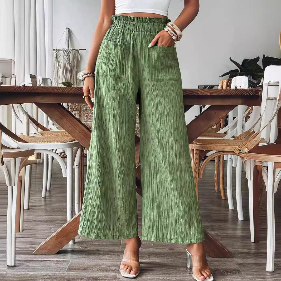 Casual and lightweight palazzo pants for women with elastic waistband and practical pockets Lune London