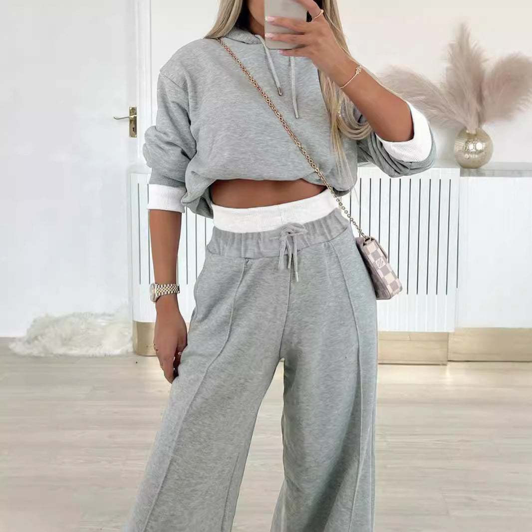 Ladies casual hooded sweatshirt and wide jogger pants Lune London