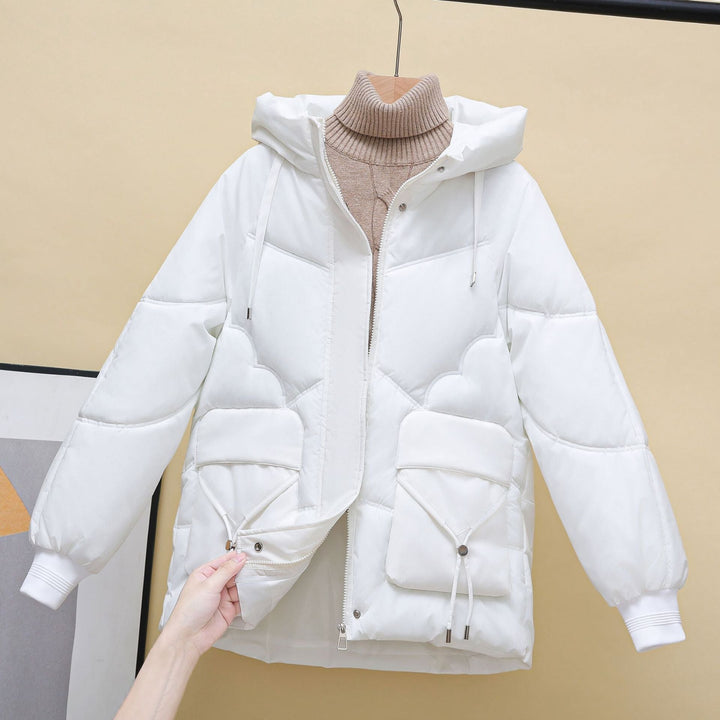 Women's Padded Winter Jacket with Hood and Heart Details Lune London