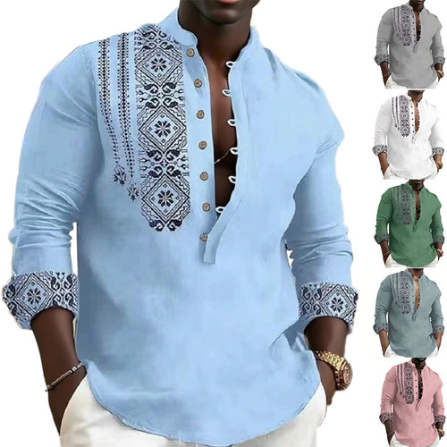 Men's trendy long sleeve shirt with elegant ethnic patterns Lune London