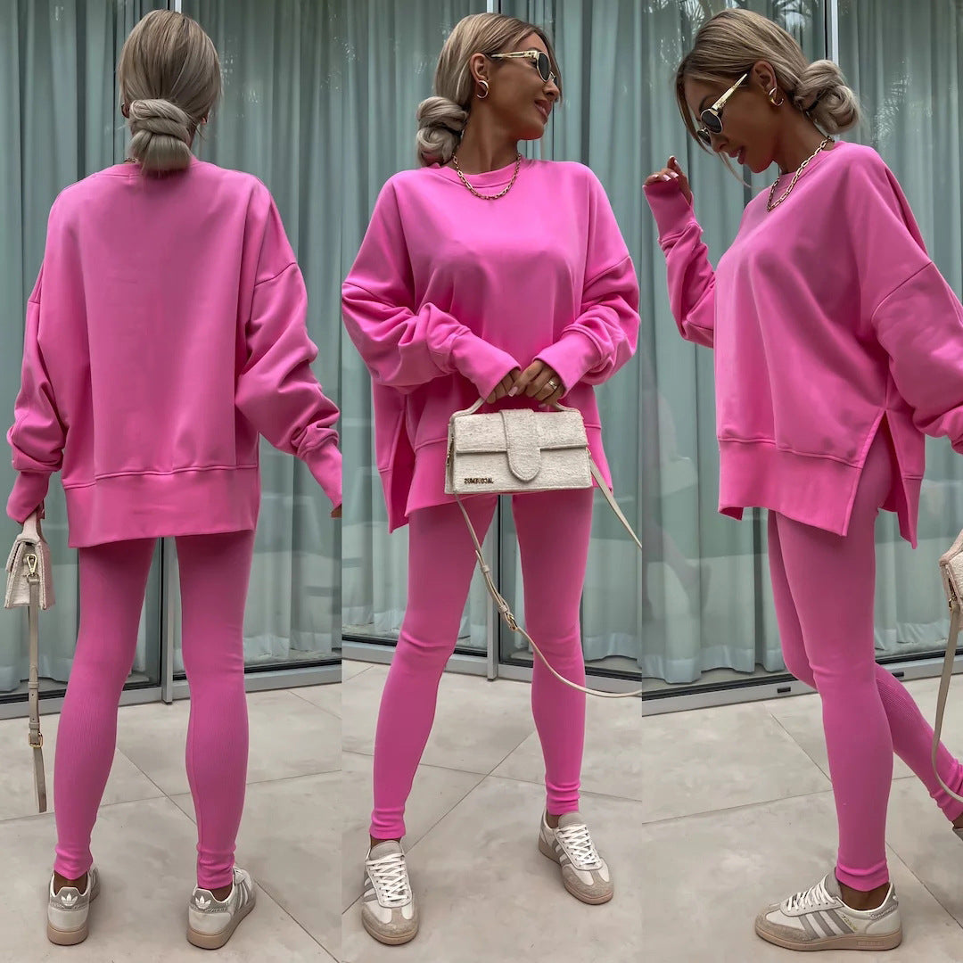 Ladies Oversized Casual Sweatshirt and Chic Leggings Set