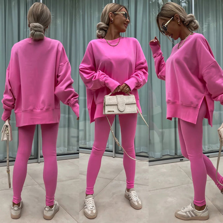 Ladies Oversized Casual Sweatshirt and Chic Leggings Set