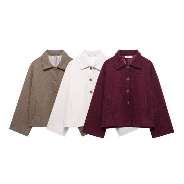 Chic jacket for ladies in soft fabric with button closure and pockets Lune London