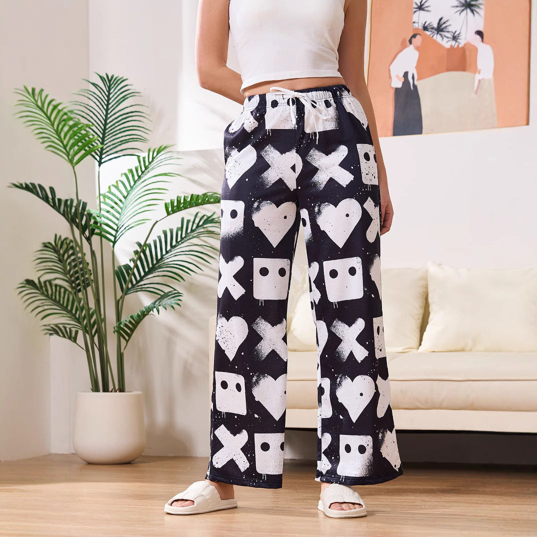 Leisure pants for women with unique graphic pattern and elastic waist Lune London