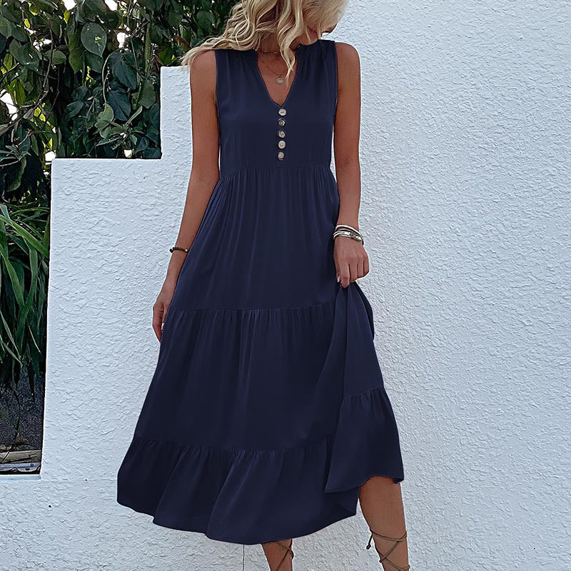 Lune London Women's Sleeveless Maxi Dress with Ruffle Detail