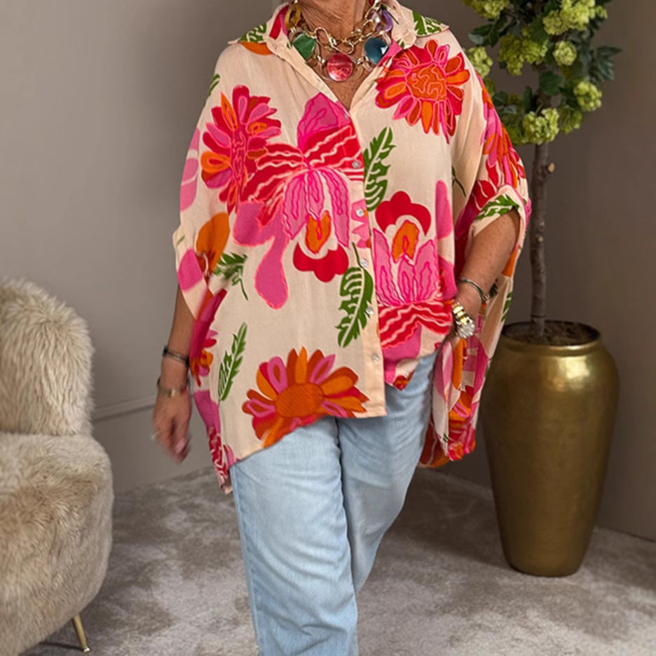 Blouse kimono fluide pour femme avec design floral coloré Chic & Stil