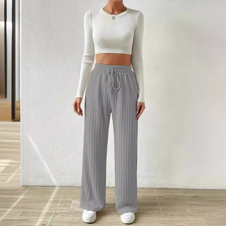 Casual stretch pants for women with elastic waistband and practical drawstring Lune London