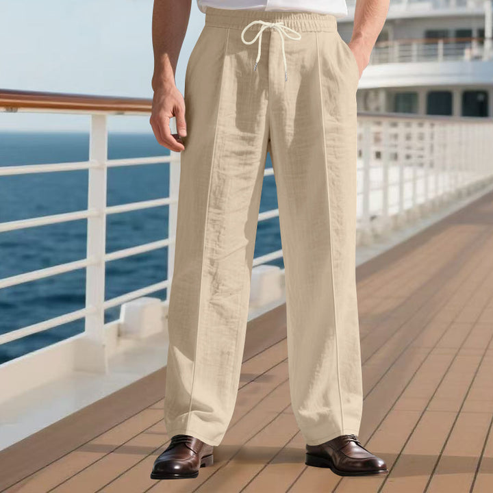 Elegant travel pants for men with adjustable drawstring and breathable fabric Lune London