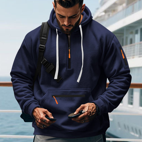 Men's sporty hoodie with zipper and practical pockets Lune London
