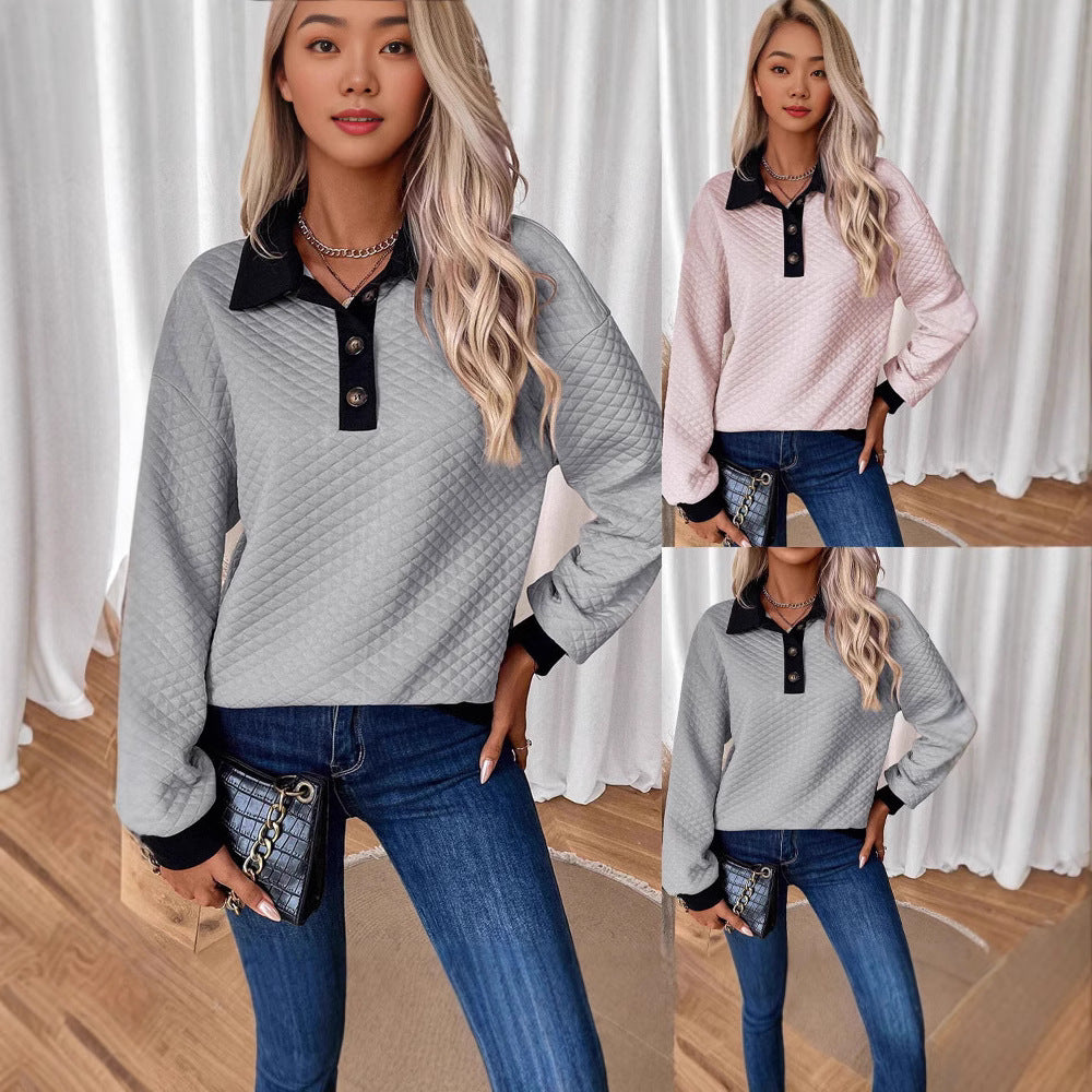 Casual sweatshirt for women with classic polo collar and button details Lune London