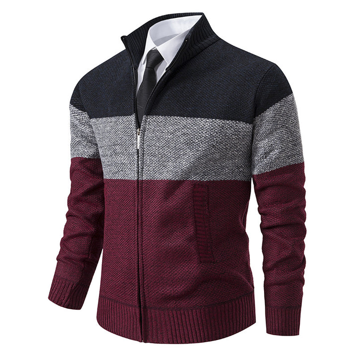 Trendy knit jacket for men with stand-up collar and modern zipper Lune London