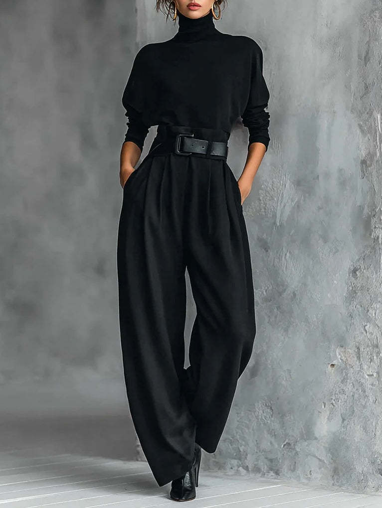 Combinaison utilitaire pour femme avec col haut et ceinture à la taille Chic & Stil