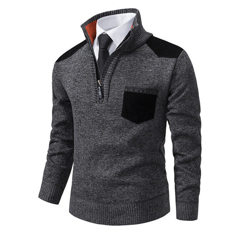 Elegant sweater for men with a high collar and fine contrasting details Lune London