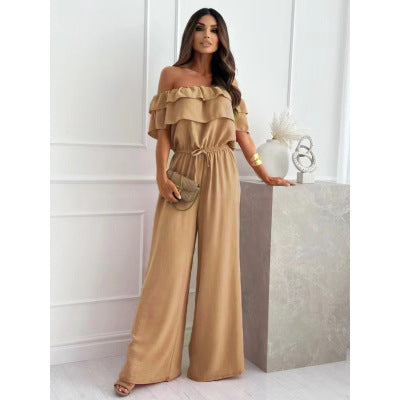 Ladies Off-Shoulder Large Couture Jumpsuit Lune London