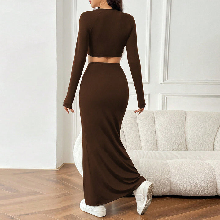 Chic & Stil Women's Ruffled Maxi Skirt and Crop Top Set
