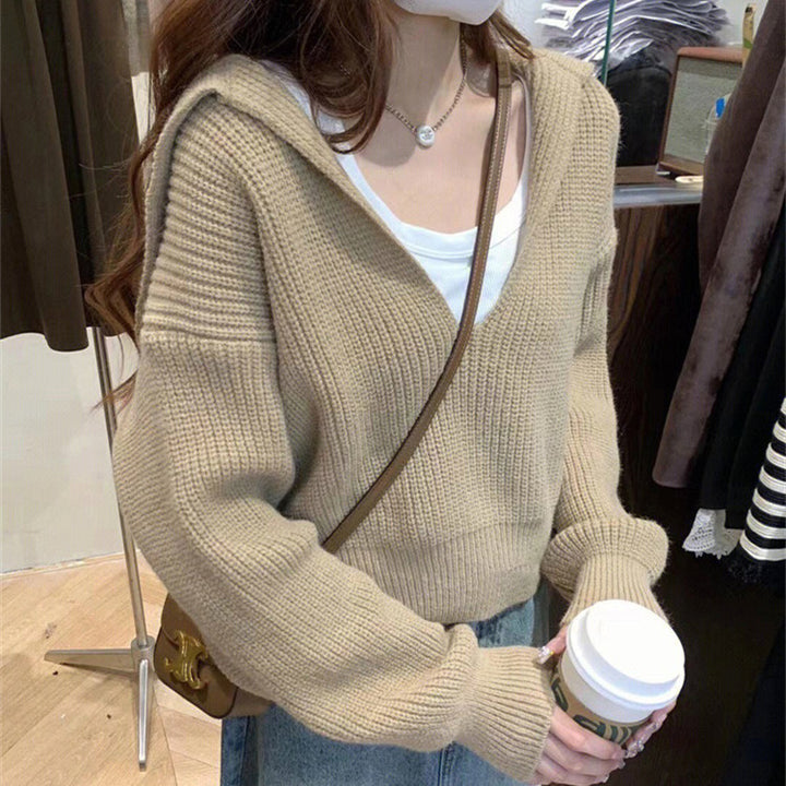 Ladies oversized V neck hoodie sweater Lune London