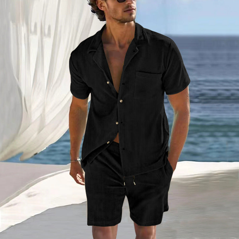 Casual short sleeve shirt set for men and shorts in breathable fabric Lune London