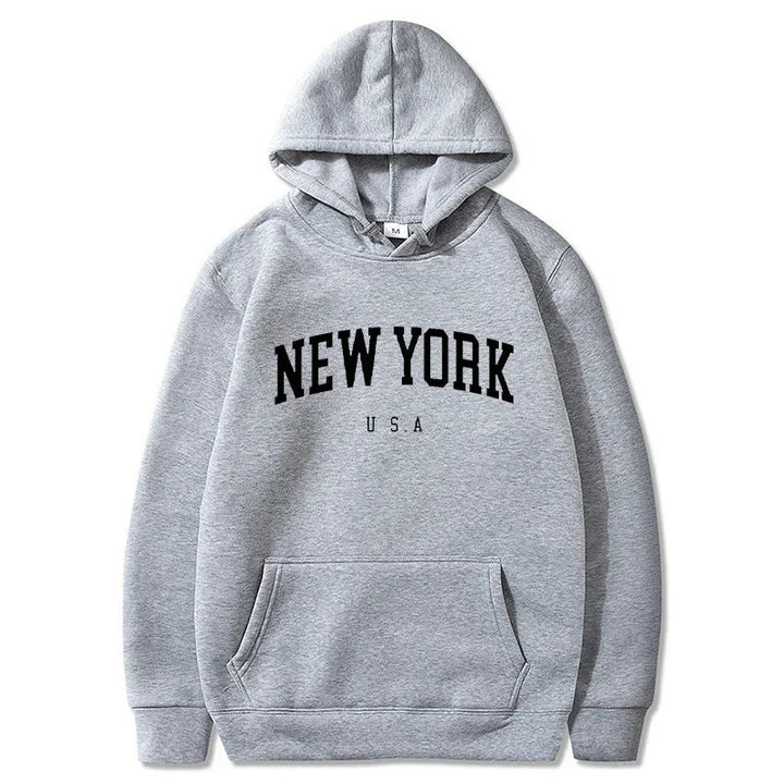 Women's hoodie with fashionable New York print and comfortable fit Lune London