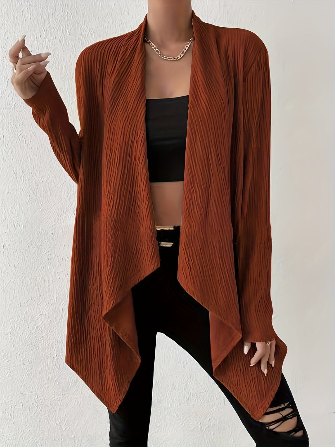 Women Draped Long Jacket Made of Breathable Material with Modern Cut Lune London