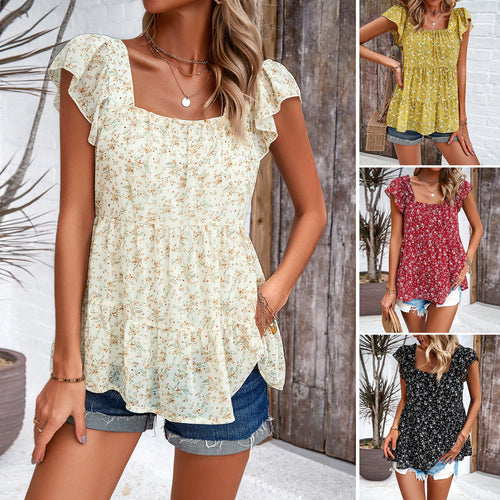 Aire blouse for women with ruffle details and floral pattern Lune London