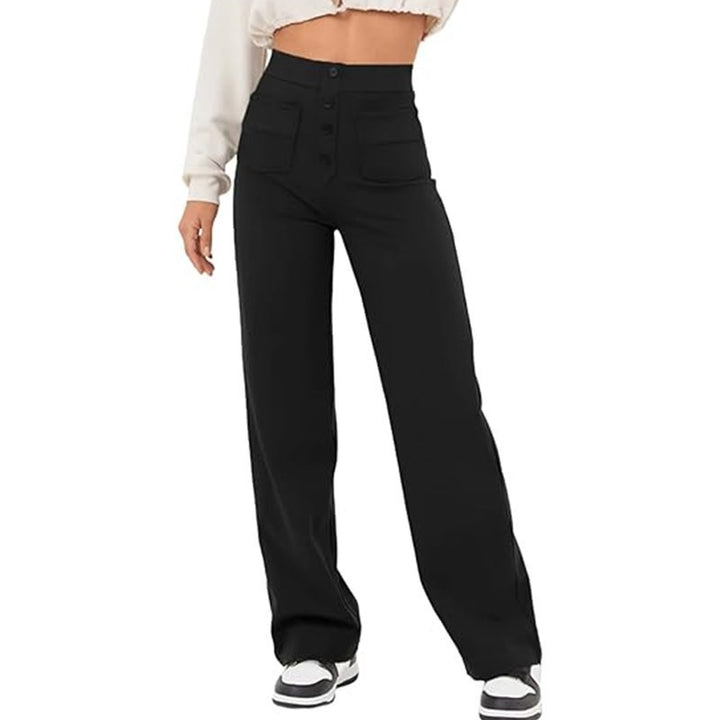 Lune London elegant high-waisted lounge pants for women with large pockets and button closure