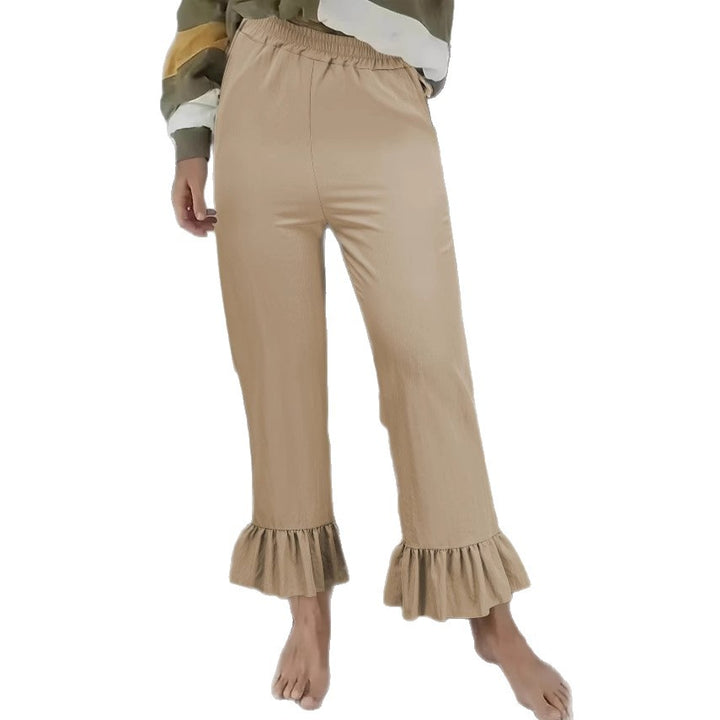 Women's leisure pants with ruffle finishes Lune London