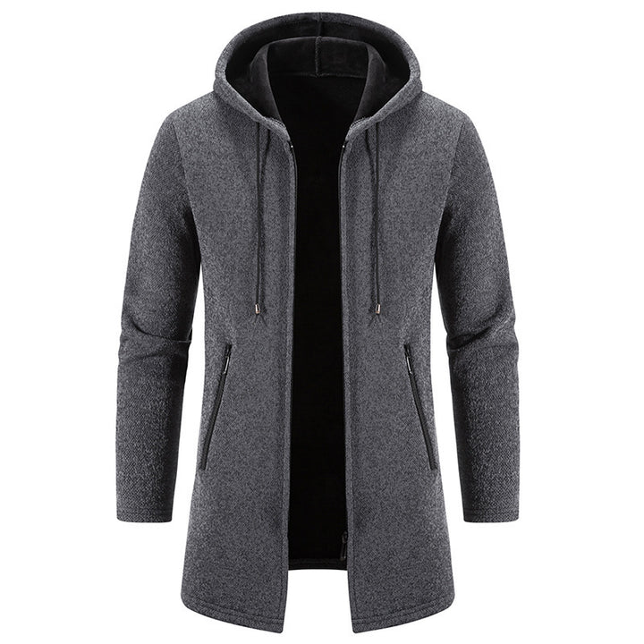 Practical and stylish fleece jacket for men with hood and zip pockets Lune London