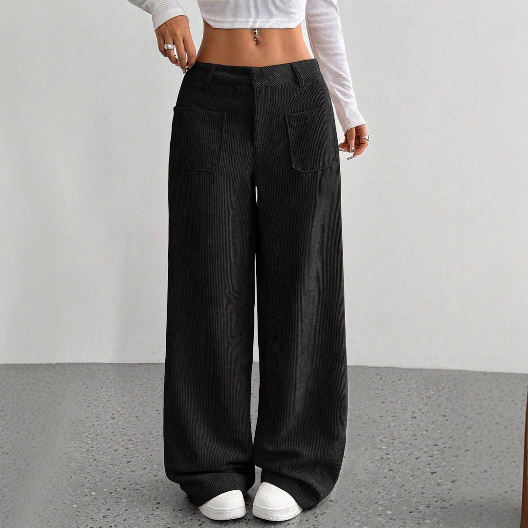 Women Wide-Cut Corduroy Pants with Practical Pockets Lune London