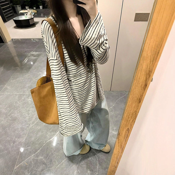 Women's casual long-sleeved striped top Chic & Stil