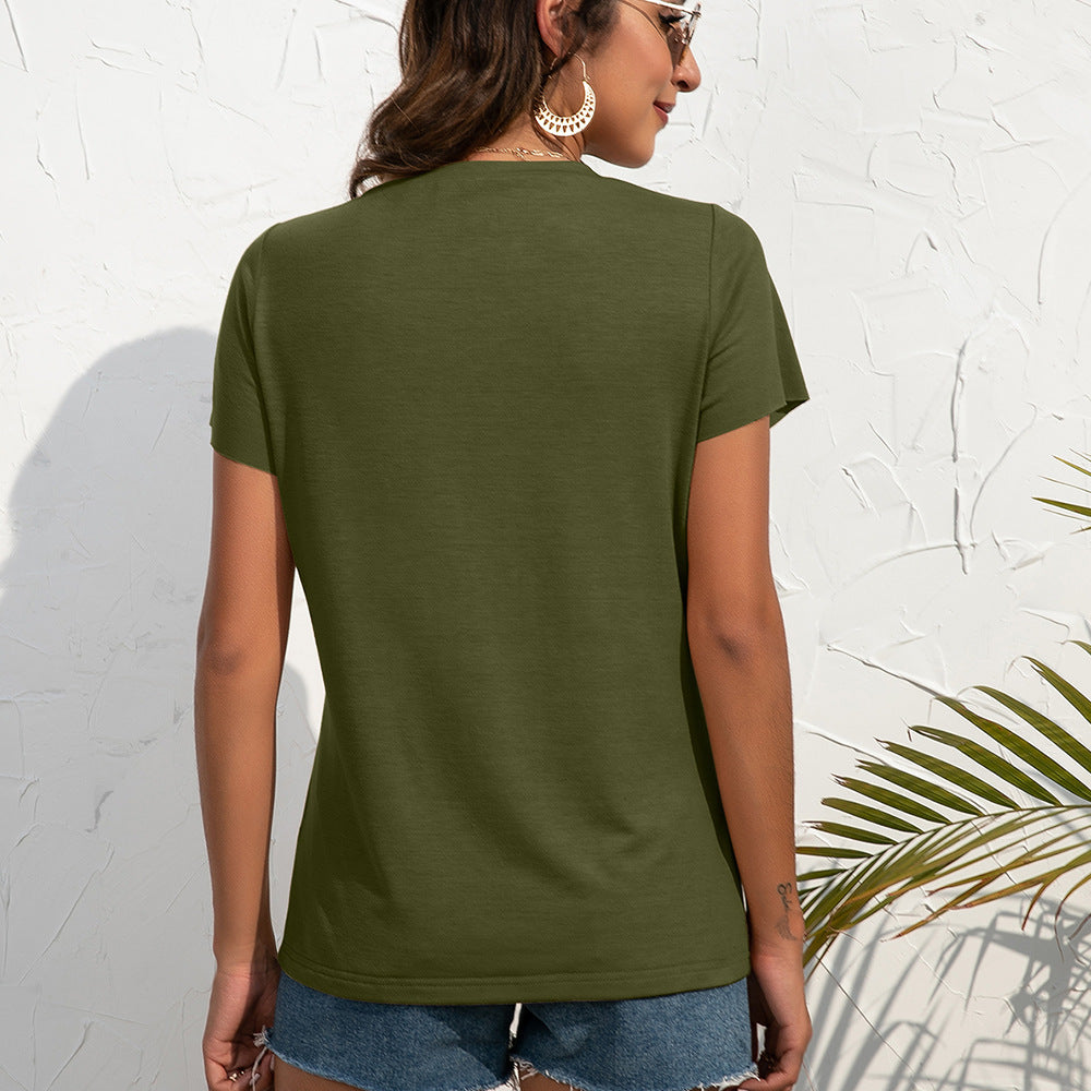 Casual Henley T-shirt for women with button details and round neck Lune London