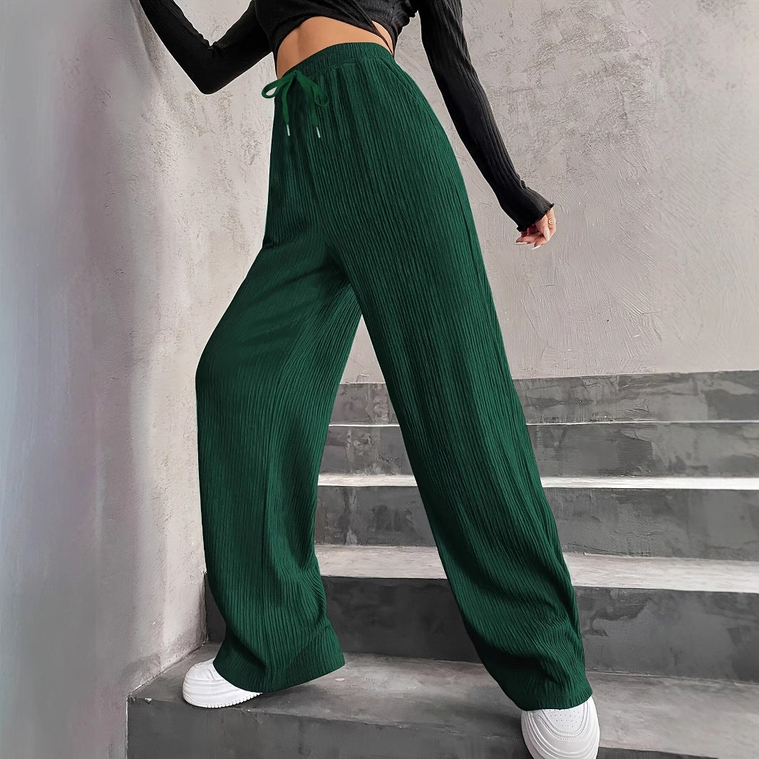 Wide pleated pants for women with elastic waistband Lune London