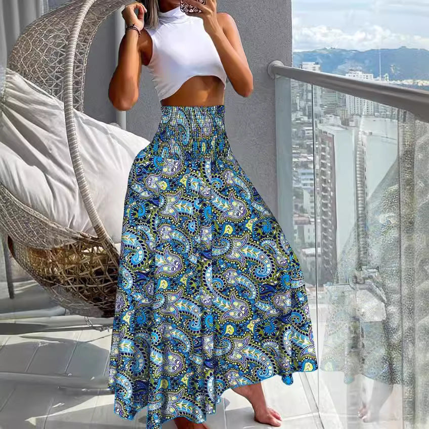 Ladies tropical print wide pants Lune London