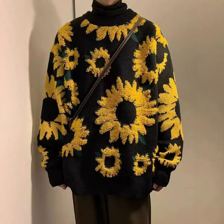 Thick knit pullover for ladies with floral appliqués Lune London