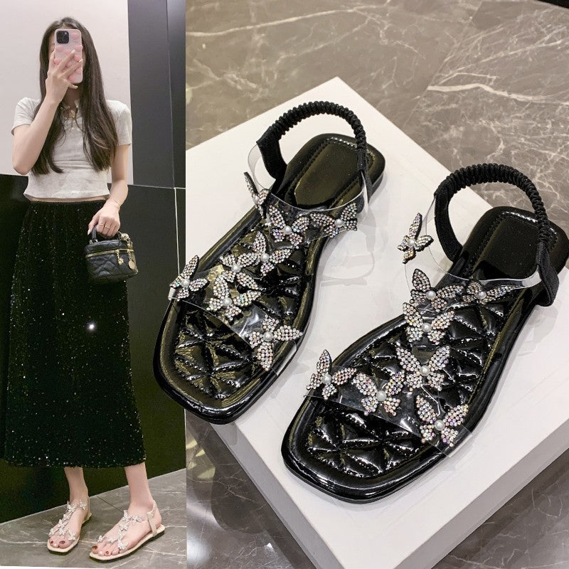 Ladies elegant sandals with rhinestone embellishments Lune London