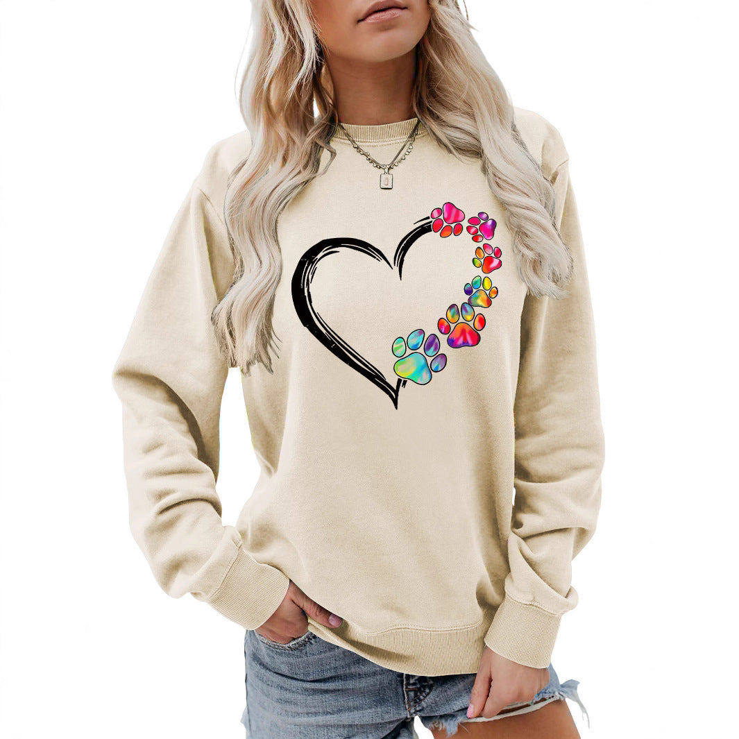 Sweatshirt pour femmes avec design créatif de cœur en forme de patte Chic & Stil