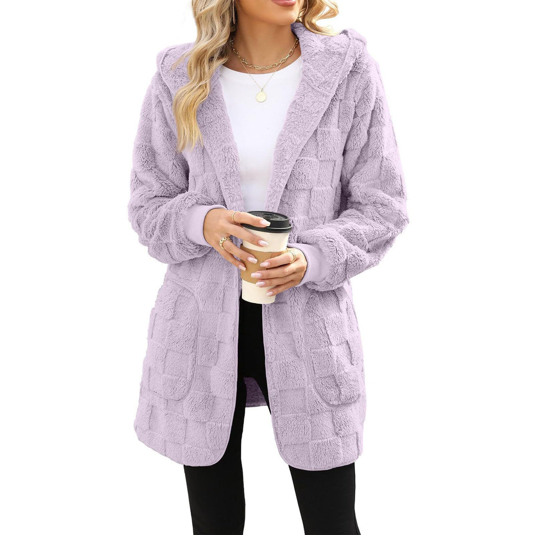 Ladies cozy fleece jacket with hood and pockets Lune London