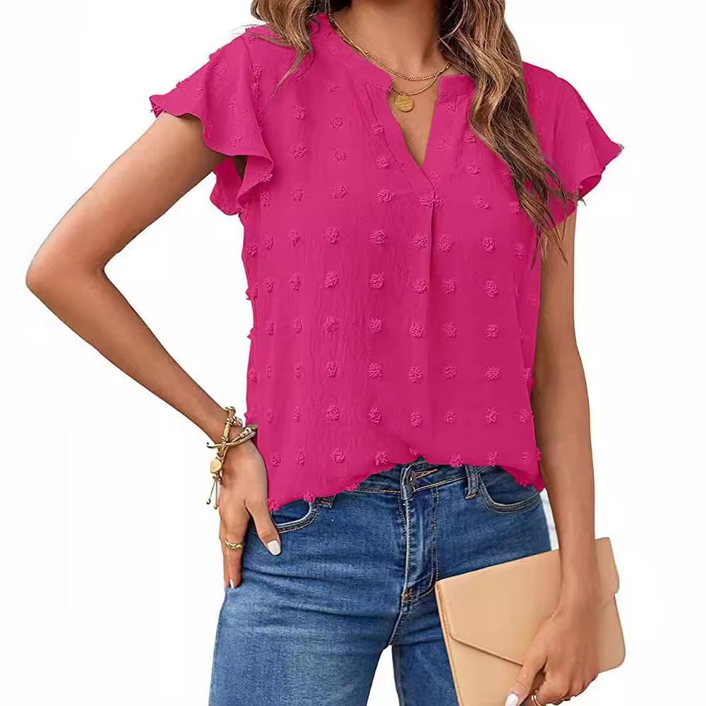 Women short top with short sleeves textured Lune London