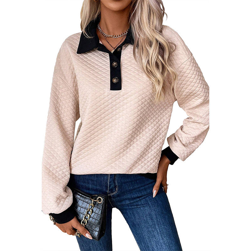 Casual sweatshirt for women with classic polo collar and button details Lune London