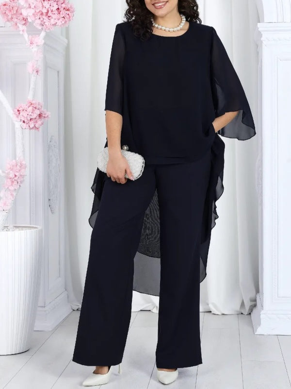 Tunique élégante pour femmes avec superposition transparente et pantalons élégants Chic & Stil