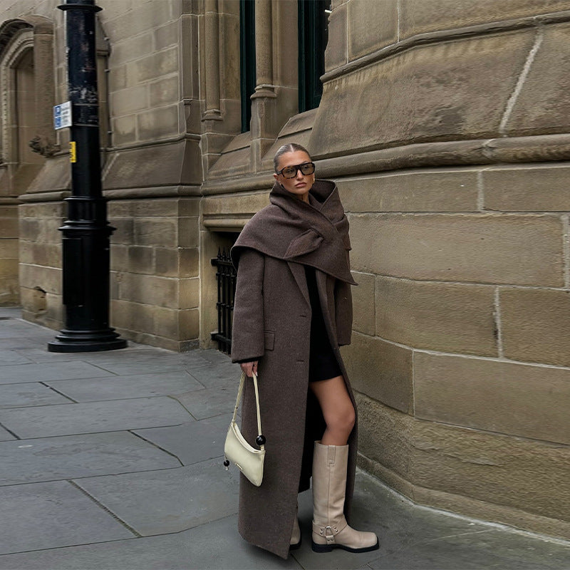 Ladies Long Wool Coat with Modern Cuts Lune London