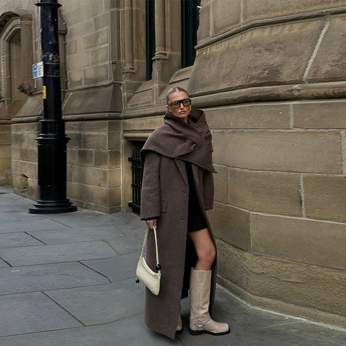 Ladies Long Wool Coat with Modern Cuts Lune London