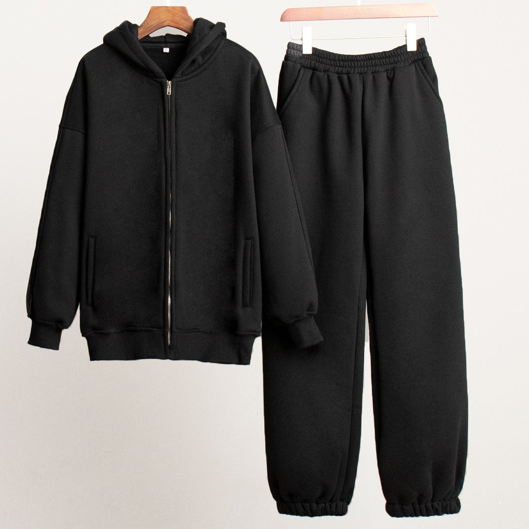Women Comfortable Leisure Set with Hood and Elastic Waist Lune London